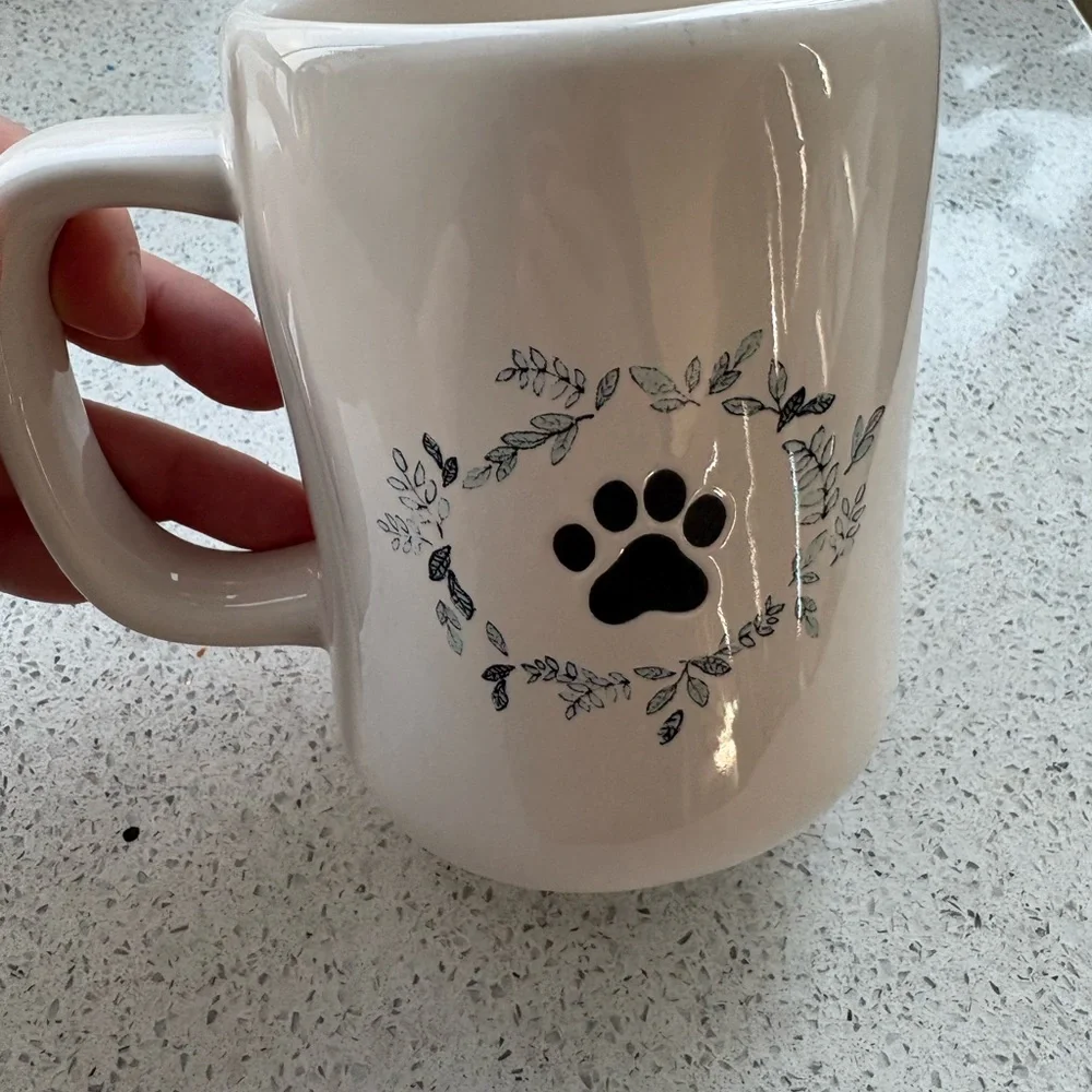 DUAL SIDED Rae Dunn YOU ARE PAWFECT white NWT ceramic 16 ounce A - Picture 7 of 8